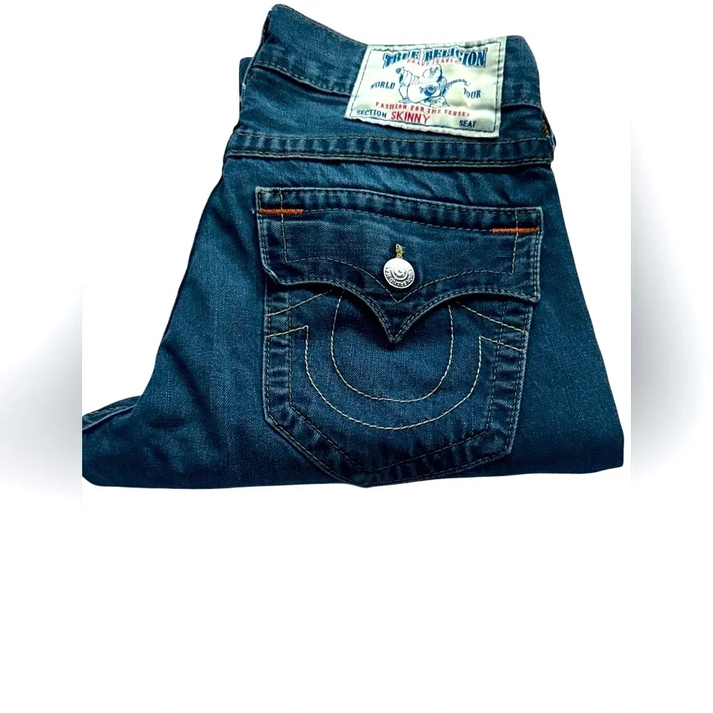 True Religion Dark Blue Straight Jeans, 31 X 33